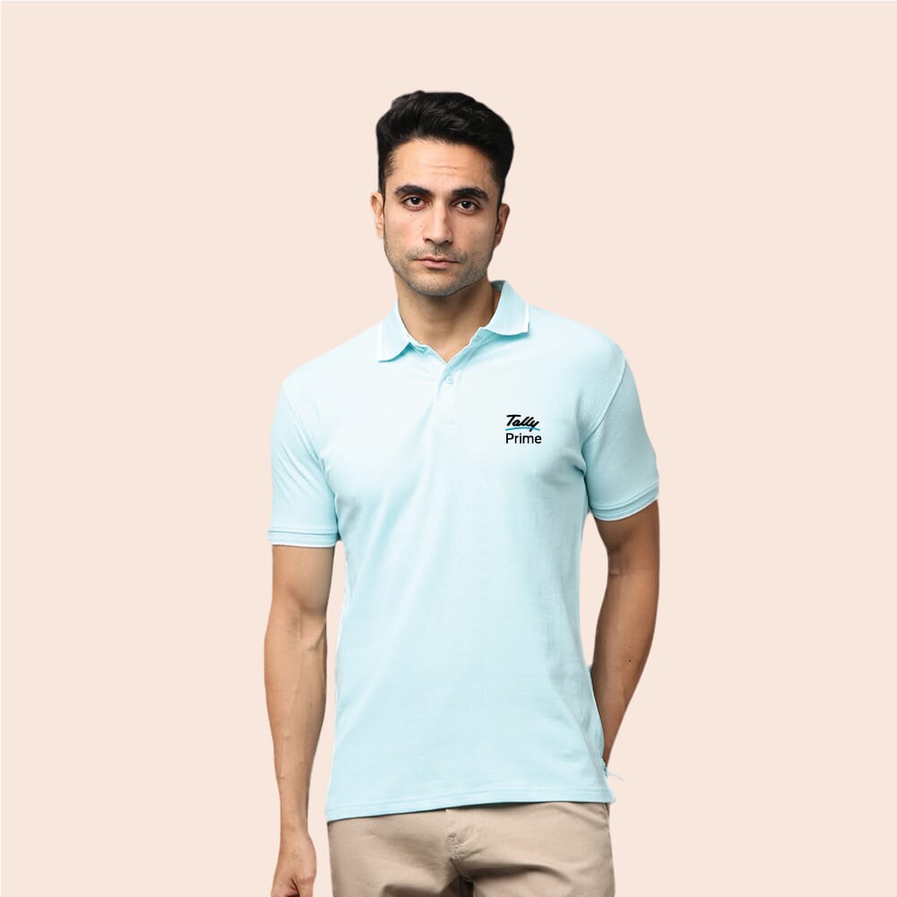 Greys&Blues Pima Collar T-Shirt-Ice Blue with White SH